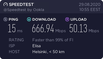 WIFI6 + 5G-nopeustesti. 